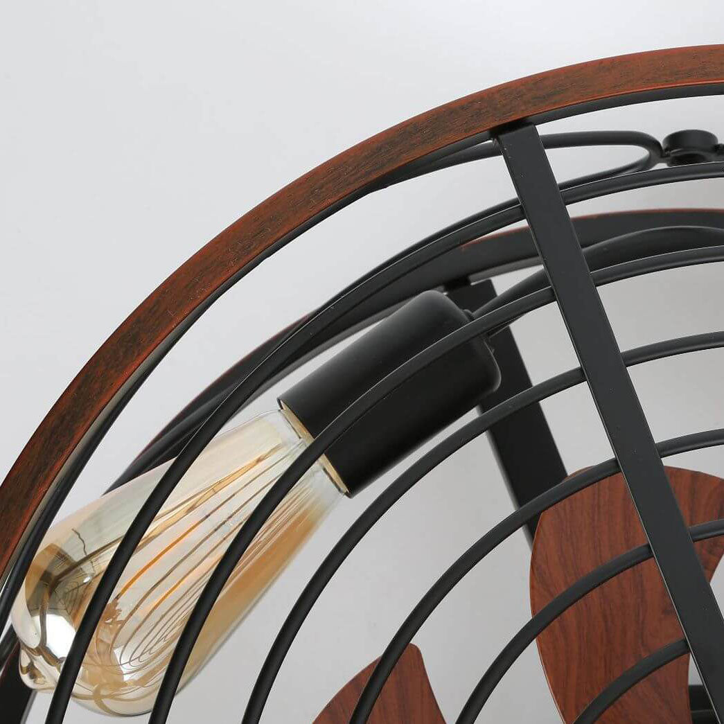 Nordic Industrial Wrought Iron 4-Light Flush Mount Ceiling Fan with Invisible Design
