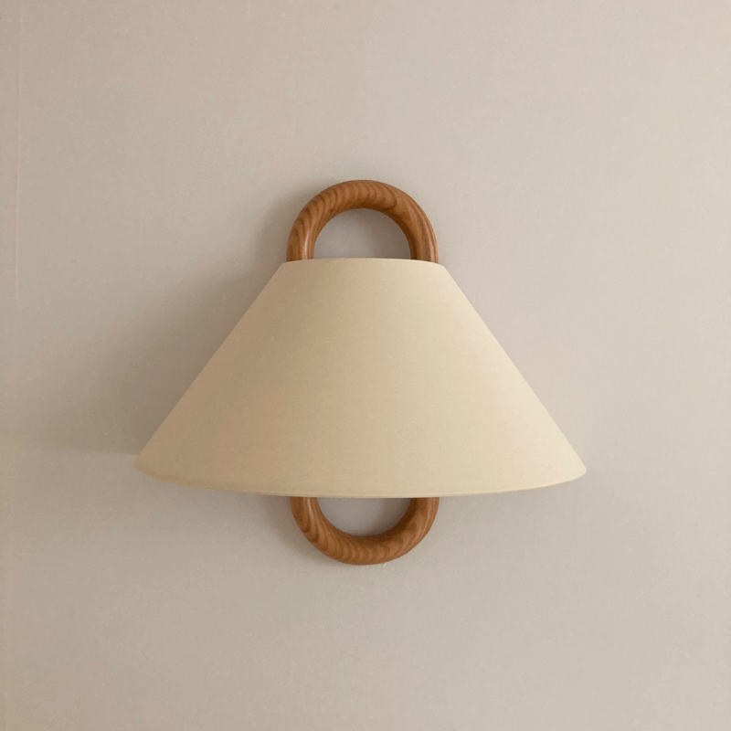Contemporary Solid Wood Pleated Semi-Circle Wall Sconce Lamp with Single Light