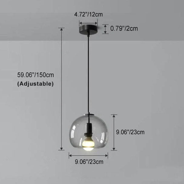 Elegant Smoke Gray Hand-Blown Glass Dome Pendant Light - 1-Light Design