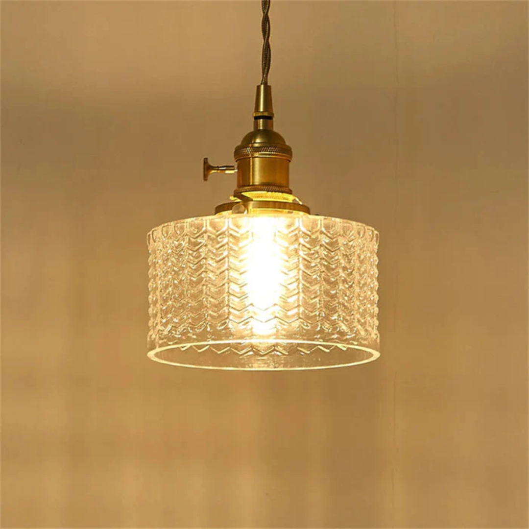 Gryo Glass Pendant Light | Ribbed Green Shade, E27 Fitting
