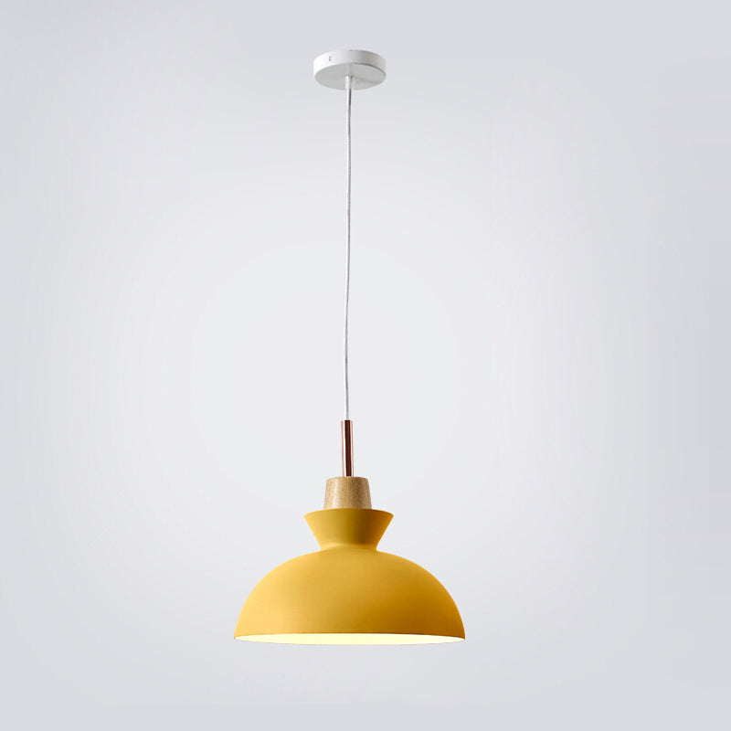 Modern Nordic Oak and Iron Bell Cone 1-Light Pendant Lamp for Living Room