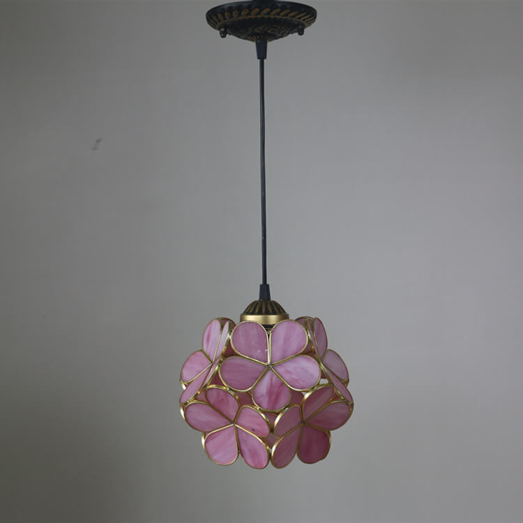 Retro Stained Glass Petal Single-Light Pendant Fixture