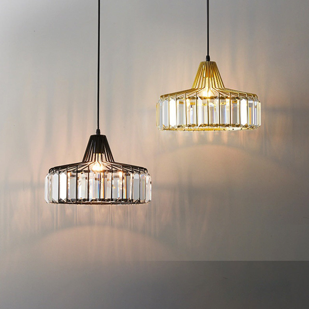 Belo Crystal Pendant Light | Adjustable Height, Matte Black Frame