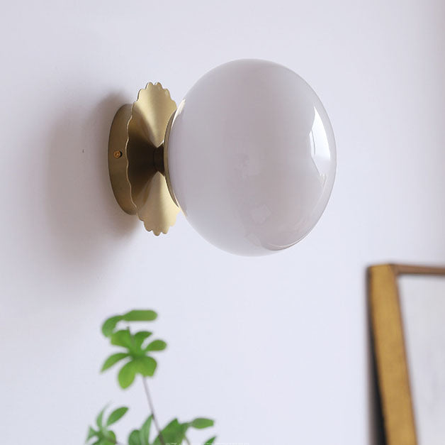 Contemporary Vintage Minimalist Round Iron and Glass 1-Light Wall Sconce