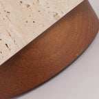 Japanese Wabi-Sabi Yellow Travertine Wood Column 1-Light Semi-Flush Ceiling Fixture