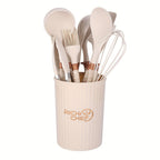 Velmoron - Silicone Kitchen Utensil Set With Wooden Handles