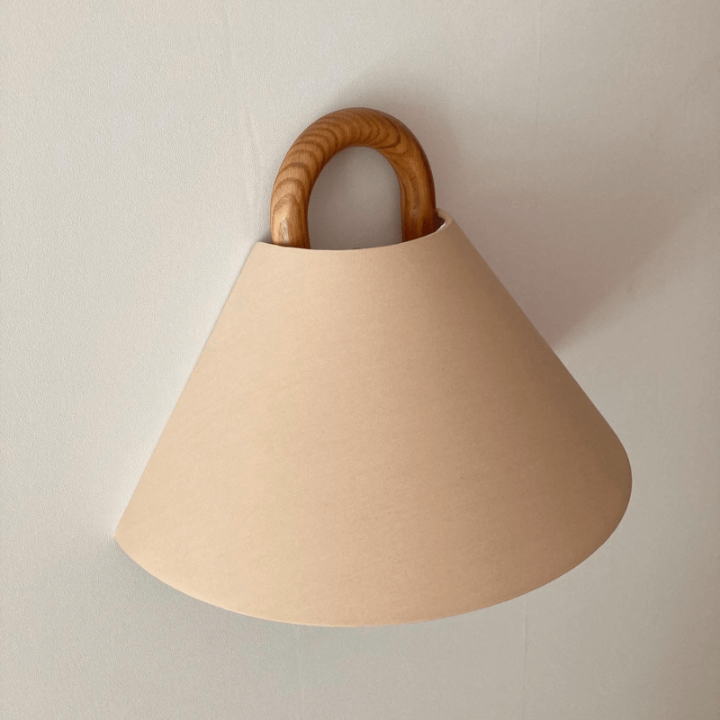 Contemporary Solid Wood Pleated Semi-Circle Wall Sconce Lamp with Single Light