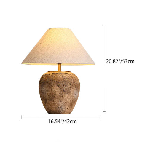 Contemporary Shabby Chic Cone-Shaped Fabric and Ceramic 1-Light Table Lamp for Bedroom