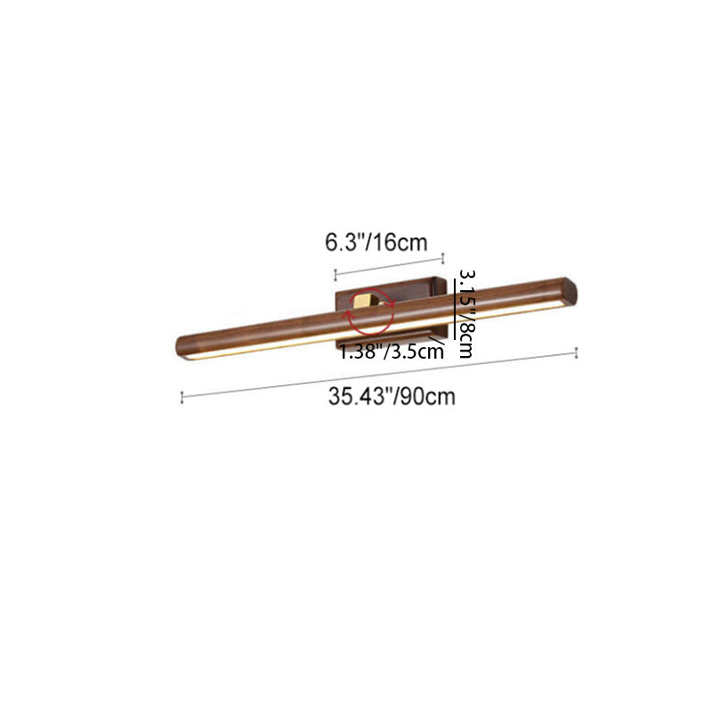 Nordic Minimalist Beechwood and Copper Cylinder LED Wall Sconce for Bathroom and Living Room