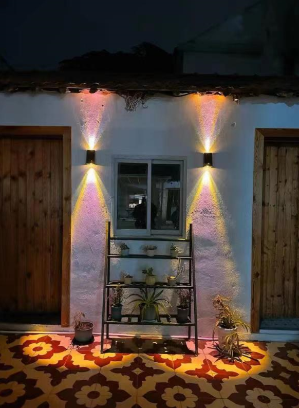 Elegant Solar-Powered Waterproof LED Wall Sconce - Up and Down Trapezoid Design for Outdoor Use