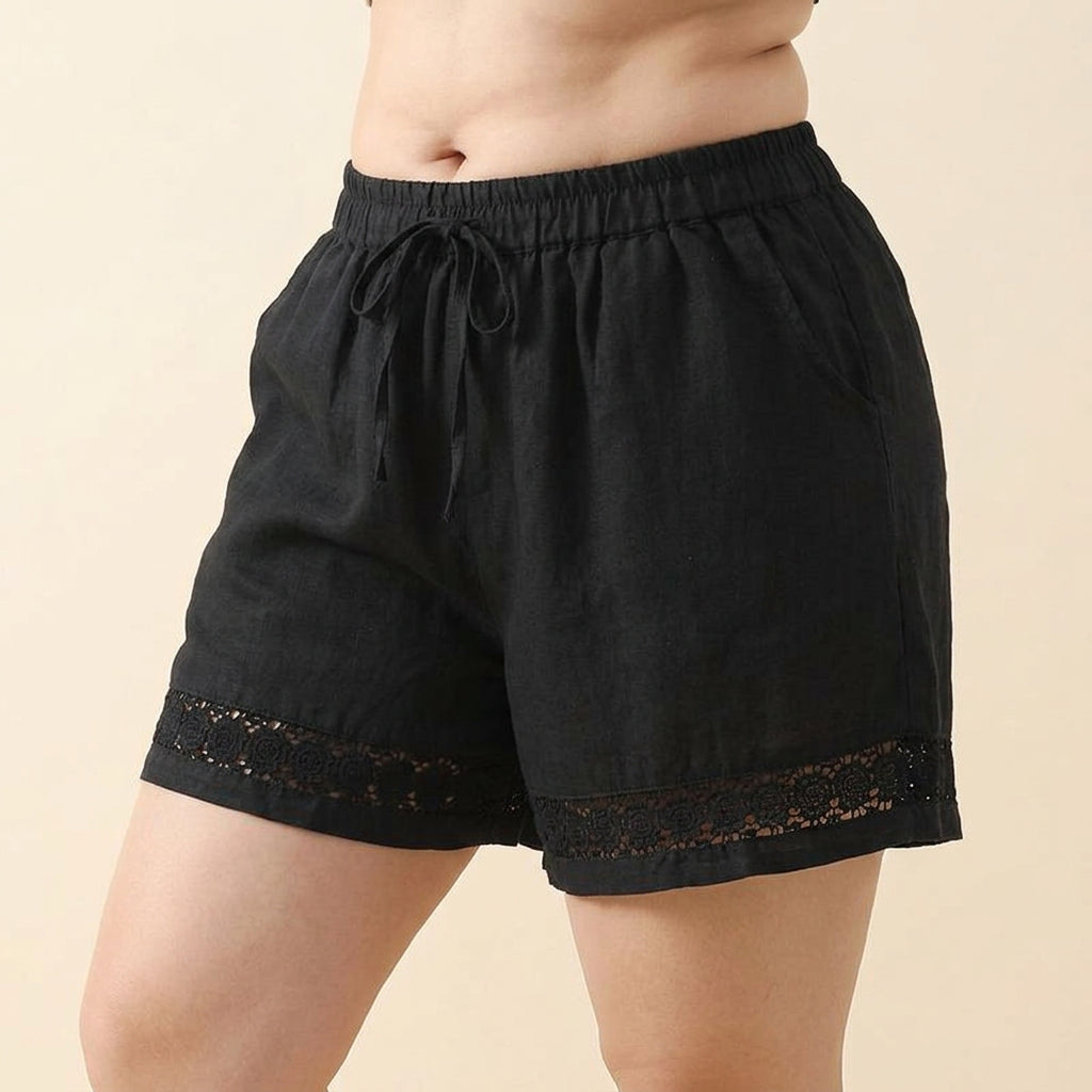 Comfortable Shorts for Women Drawstring Lace-Trim Relaxed