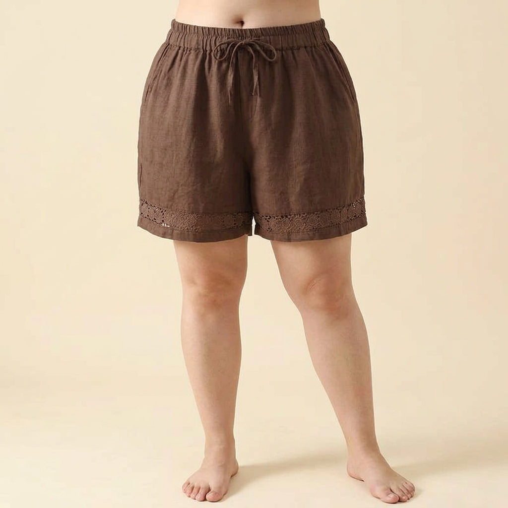 Comfortable Shorts for Women Drawstring Lace-Trim Relaxed