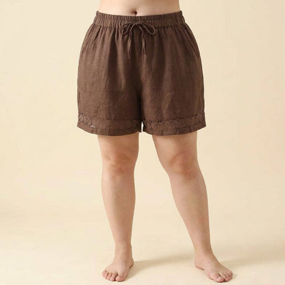 Comfortable Shorts for Women Drawstring Lace-Trim Relaxed