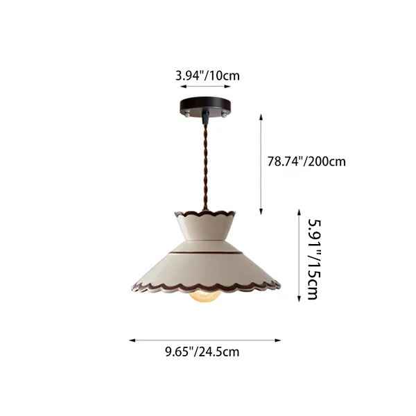 Classic French Ceramic and Iron Cone Pendant Light - 1-Light Fixture for Bedroom and Living Room