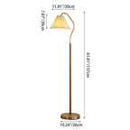 Vintage Japanese Floral Design Solid Wood and Iron 1-Light Floor Lamp