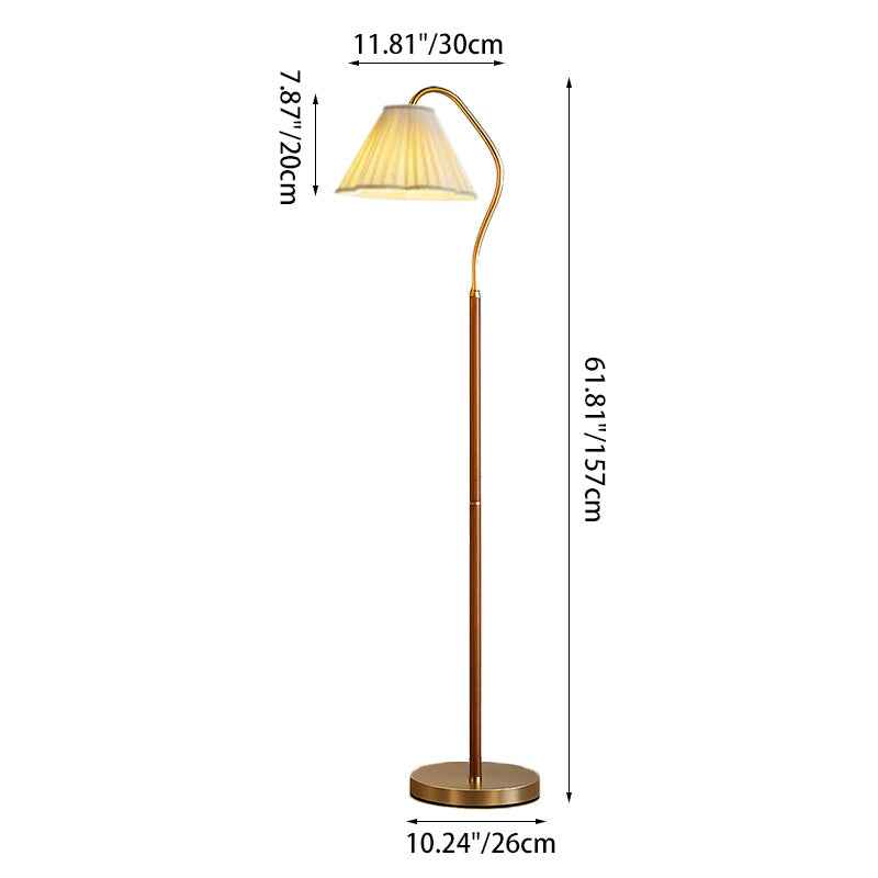 Vintage Japanese Floral Design Solid Wood and Iron 1-Light Floor Lamp