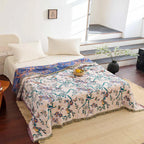 FransenFlair: Cotton blankets in floral design with reversible structure & breathable quality – for sofa & bed