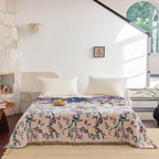 FransenFlair: Cotton blankets in floral design with reversible structure & breathable quality – for sofa & bed