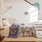 FransenFlair: Cotton blankets in floral design with reversible structure & breathable quality – for sofa & bed