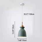 Modern Nordic Oak and Iron Bell Cone 1-Light Pendant Lamp for Living Room