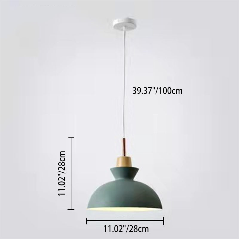 Modern Nordic Oak and Iron Bell Cone 1-Light Pendant Lamp for Living Room