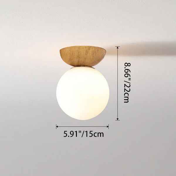 Contemporary Minimalist Glass and Iron Orb 1-Light Semi-Flush Mount/Pendant Light for Living Room