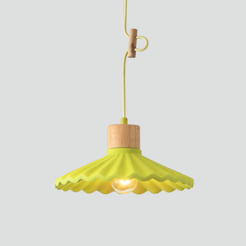 Contemporary Macaron Cement Scalloped 1-Light Pendant Lamp for Living Room
