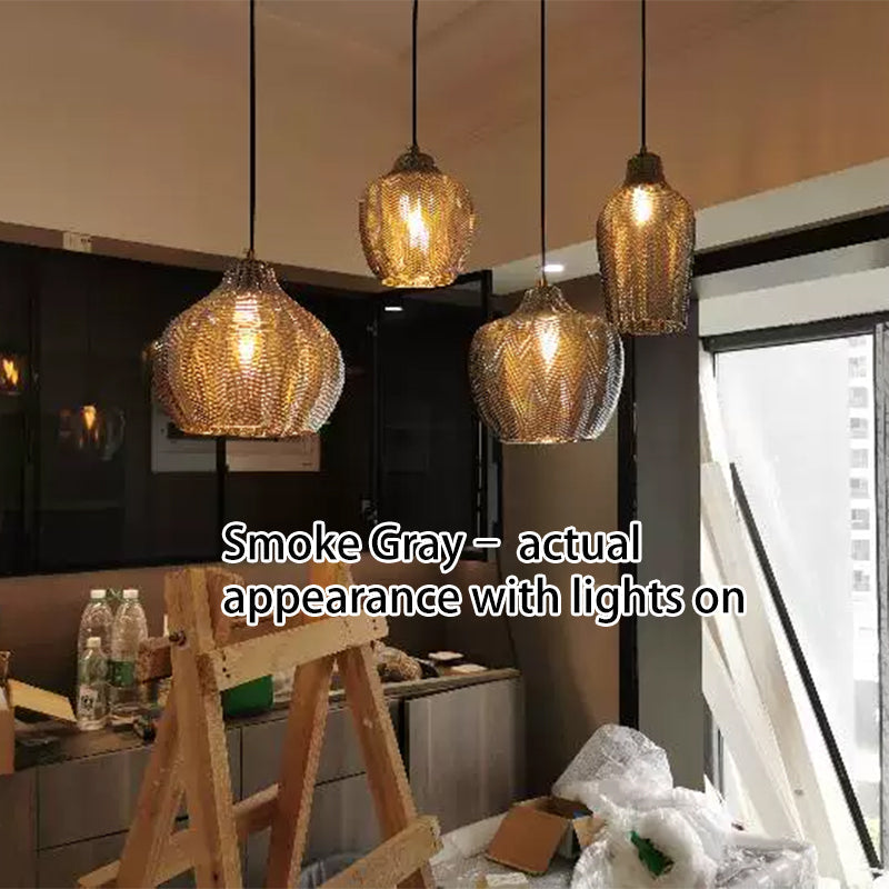 Nordic Wavy Glass 1-Light Barrel Pendant with Textured Finish