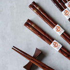 Bonsai Chopstick Set | Natural Wood, Golden Sakura Design
