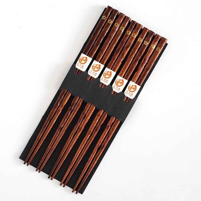 Bonsai Chopstick Set | Natural Wood, Golden Sakura Design