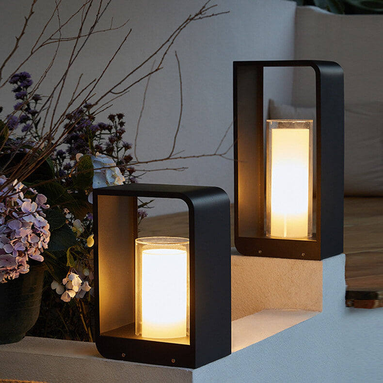 Contemporary Square Stainless Steel Acrylic LED Waterproof Landscape Light for Outdoor Patios