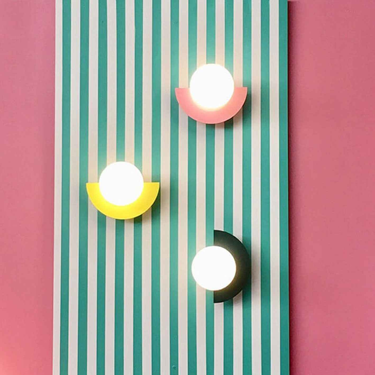 Contemporary Minimalist Colorful Glass Semi-Circle Wall Sconce Lamp with One Light