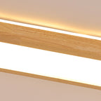Walnut LED Flush Mount Ceiling Light in Japanese Minimalist Log Design