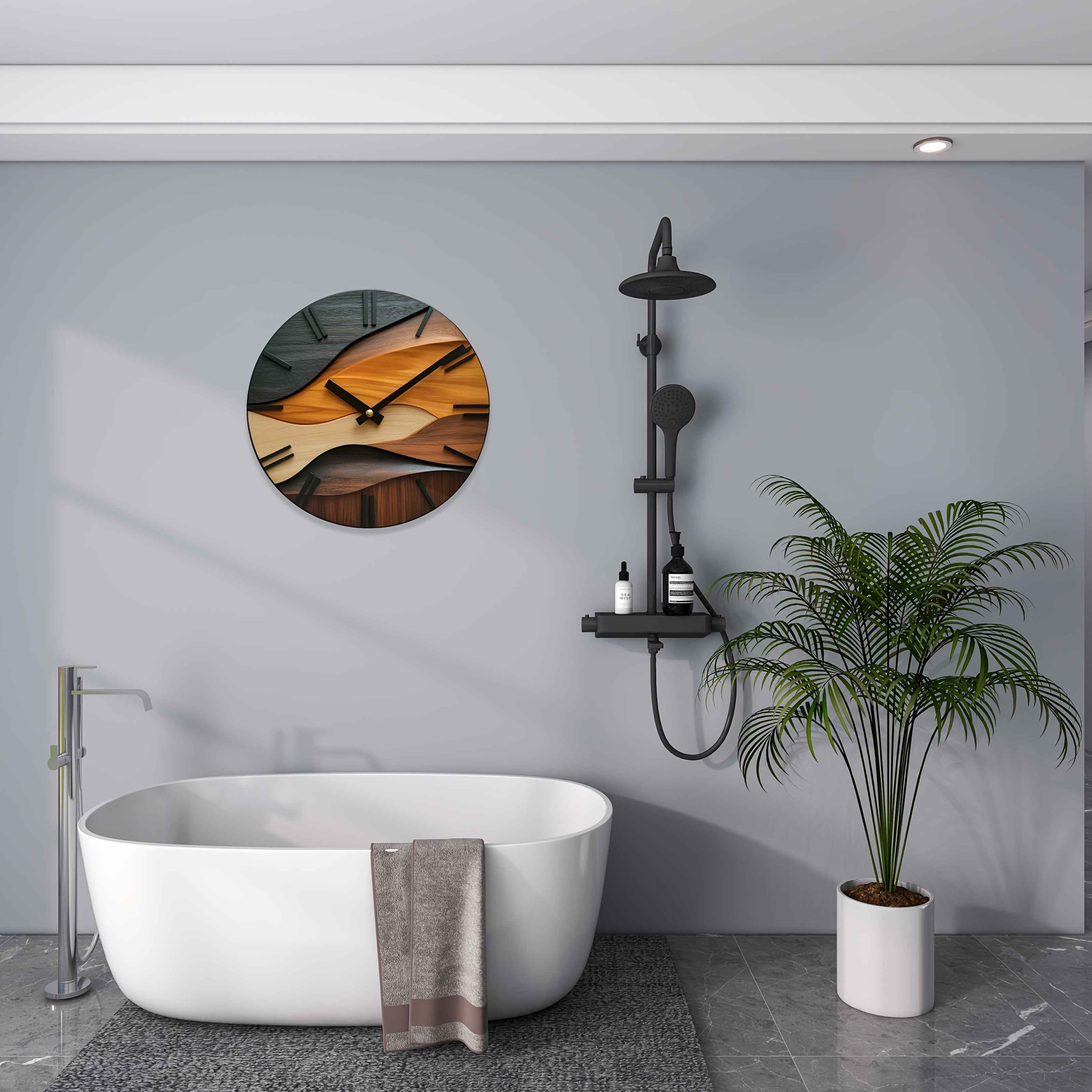 Bela Round Wall Clock | Silent Non-Ticking, Tempered Glass