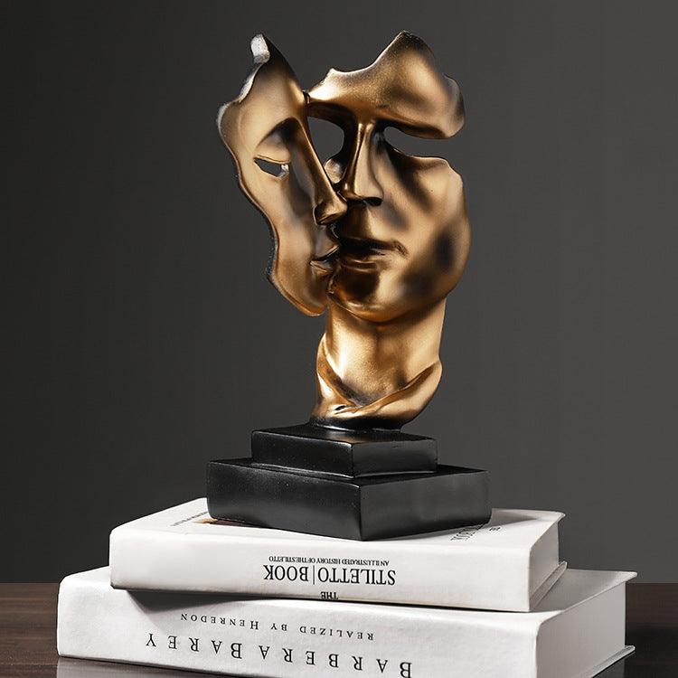 Kaelith – Golden Abstract Face Sculpture