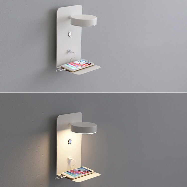 Contemporary Square Iron LED Wall Sconce Lamp with USB Rechargeable Feature