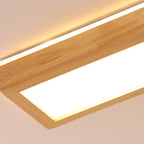 Walnut LED Flush Mount Ceiling Light in Japanese Minimalist Log Design