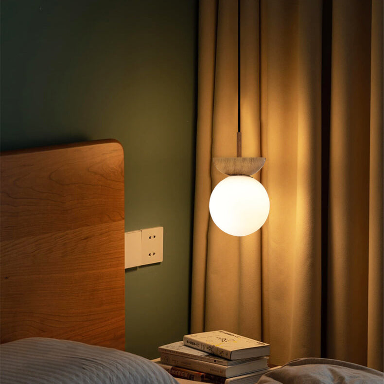 Contemporary Minimalist Glass and Iron Orb 1-Light Semi-Flush Mount/Pendant Light for Living Room