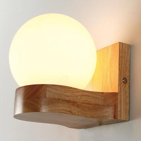 Nordic Modern Solid Wood Half-Ball Wall Sconce Lamp