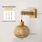 Bela Wall Sconce | Handwoven Rattan & Wood, Warm Ambient Light