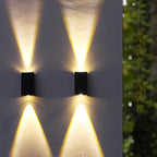 Elegant Solar-Powered Waterproof LED Wall Sconce - Up and Down Trapezoid Design for Outdoor Use