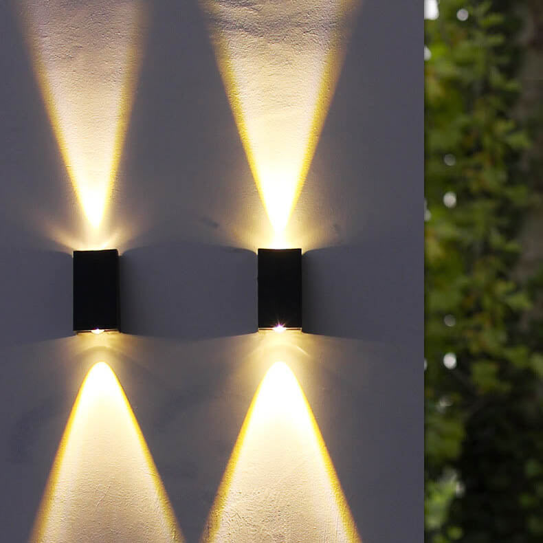 Elegant Solar-Powered Waterproof LED Wall Sconce - Up and Down Trapezoid Design for Outdoor Use