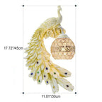 Elegant Vintage Resin Peacock Wall Sconce Lamp with Crystal Ball Shade - 1-Light