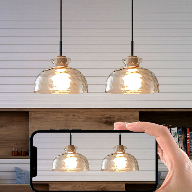 Nordic Clear Rippled Glass 1-Light Pendant Lamp