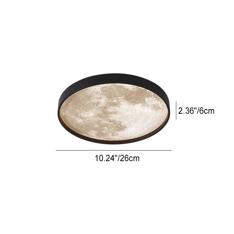 Nordic-Inspired Round LED Flush Mount Ceiling Light with Moon Design