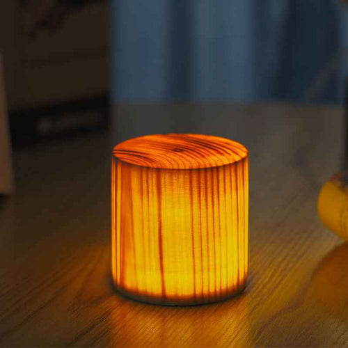 Artistic Wooden LED Touch-Control Night Lamp