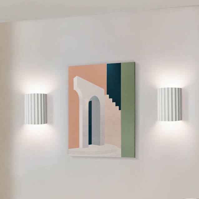 Striped Half Cylinder Macaron Resin Wall Sconce Lamp with 1 Light
