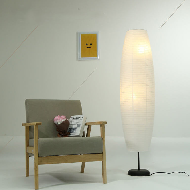 Nordic Minimalist Rice Paper 2-Light Column Floor Lamp