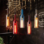 Vintage Glass Wine Bottle 1-Light Pendant Fixture