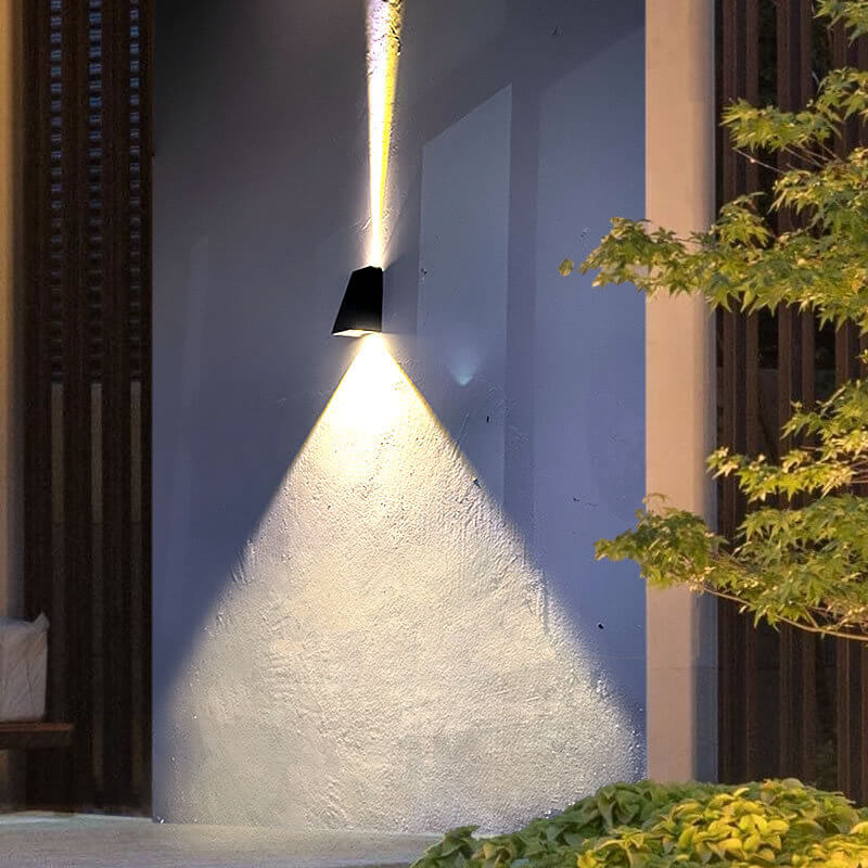 Elegant Solar-Powered Waterproof LED Wall Sconce - Up and Down Trapezoid Design for Outdoor Use